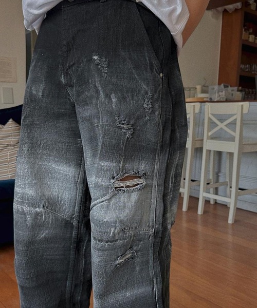 ASCLO（エジュクロ）の「ASCLO／ペイントクラッシュデニム（デニムパンツ・メンズ・ブラック・SMALL/MEDIUM/LARGE）」の13枚目の写真