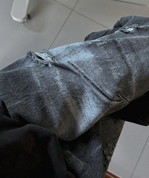 ASCLO（エジュクロ）の「ASCLO／ペイントクラッシュデニム（デニムパンツ・メンズ・ブラック・SMALL/MEDIUM/LARGE）」の11枚目の写真