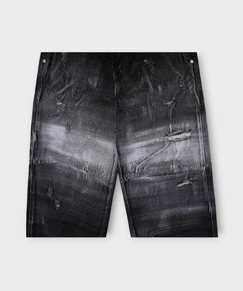 ASCLO（エジュクロ）の「ASCLO／ペイントクラッシュデニム（デニムパンツ・メンズ・ブラック・SMALL/MEDIUM/LARGE）」の5枚目の写真