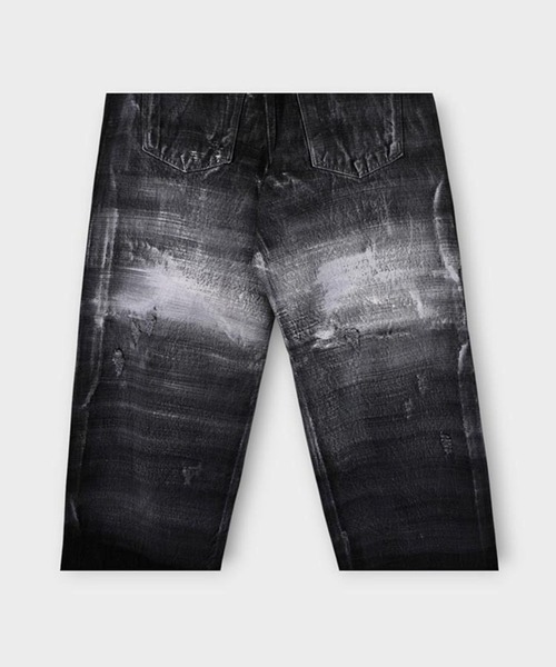 ASCLO（エジュクロ）の「ASCLO／ペイントクラッシュデニム（デニムパンツ・メンズ・ブラック・SMALL/MEDIUM/LARGE）」の4枚目の写真