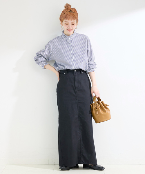 B.C STOCK（ベーセーストック）の「《追加3》手洗い可 / スタンドフリルブラウス（シャツ/ブラウス・レディース・サックスブルー/ネイビー/ブラック系その他/ホワイト・FREE）」の11枚目の写真