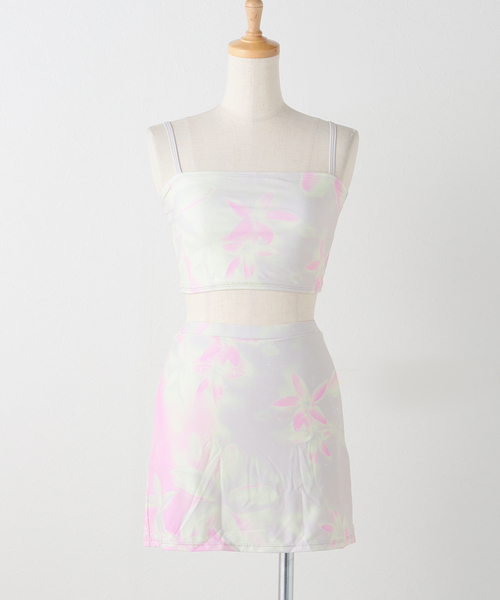 セール】PISCESS/パイシス Flower Splash Tube Top Skirt Set