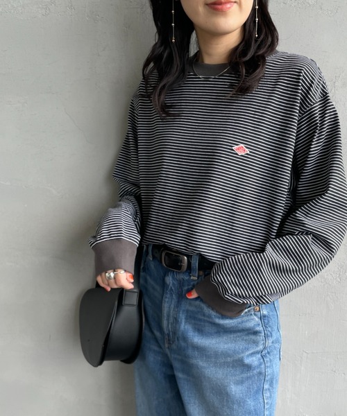 DANTON（ダントン）の「[DANTON/ダントン] ワンポイントロゴ ボーダーロンT（Tシャツ/カットソー・レディース・ホワイト/ブラック/グレー・L/M/S）」の2枚目の写真