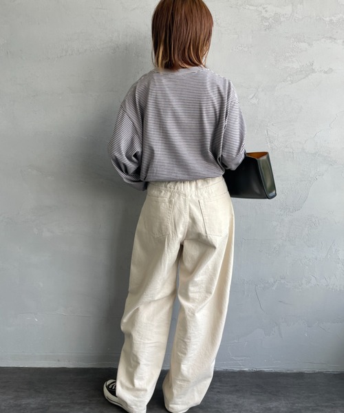 DANTON（ダントン）の「[DANTON/ダントン] ワンポイントロゴ ボーダーロンT（Tシャツ/カットソー・レディース・ホワイト/ブラック/グレー・L/M/S）」の12枚目の写真