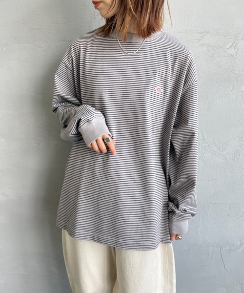 DANTON（ダントン）の「[DANTON/ダントン] ワンポイントロゴ ボーダーロンT（Tシャツ/カットソー・レディース・ホワイト/ブラック/グレー・L/M/S）」の13枚目の写真