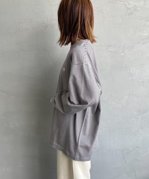 DANTON（ダントン）の「[DANTON/ダントン] ワンポイントロゴ ボーダーロンT（Tシャツ/カットソー・レディース・ホワイト/ブラック/グレー・L/M/S）」の14枚目の写真