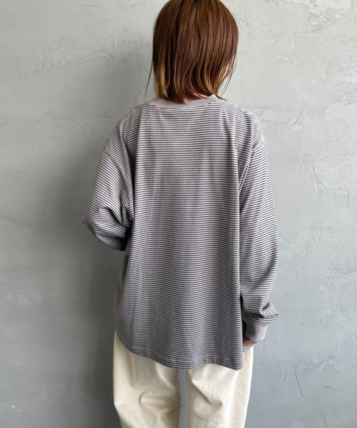 DANTON（ダントン）の「[DANTON/ダントン] ワンポイントロゴ ボーダーロンT（Tシャツ/カットソー・レディース・ホワイト/ブラック/グレー・L/M/S）」の15枚目の写真