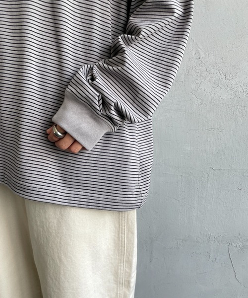 DANTON（ダントン）の「[DANTON/ダントン] ワンポイントロゴ ボーダーロンT（Tシャツ/カットソー・レディース・ホワイト/ブラック/グレー・L/M/S）」の10枚目の写真