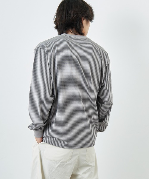 DANTON（ダントン）の「[DANTON/ダントン] ワンポイントロゴ ボーダーロンT（Tシャツ/カットソー・レディース・ホワイト/ブラック/グレー・L/M/S）」の6枚目の写真