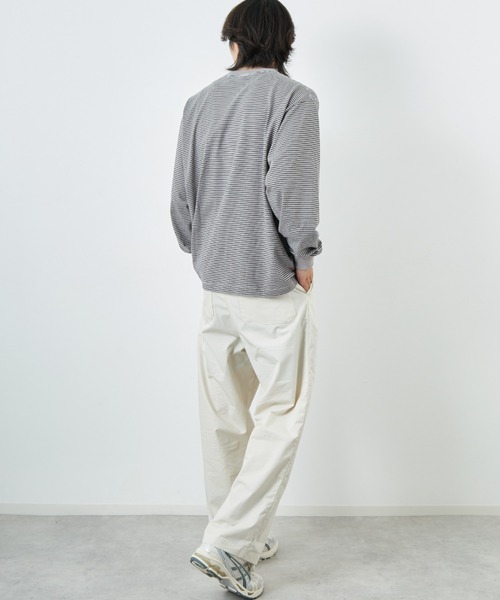 DANTON（ダントン）の「[DANTON/ダントン] ワンポイントロゴ ボーダーロンT（Tシャツ/カットソー・レディース・ホワイト/ブラック/グレー・L/M/S）」の9枚目の写真