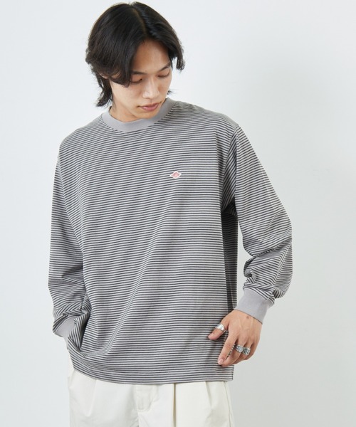 DANTON（ダントン）の「[DANTON/ダントン] ワンポイントロゴ ボーダーロンT（Tシャツ/カットソー・レディース・ホワイト/ブラック/グレー・L/M/S）」の4枚目の写真