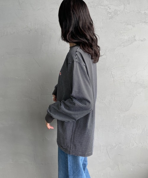 DANTON/ダントン] ワンポイントロゴ ボーダーロンT（Tシャツ