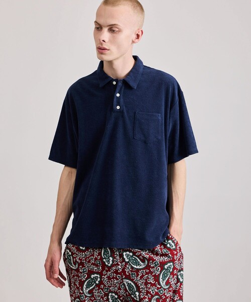 Saturdays NYC（サタデーズ ニューヨークシティ ）の「Jake Pile SS Polo（ポロシャツ・メンズ・レッド/ネイビー/ベージュ・S/XL/L/M）」の3枚目の写真