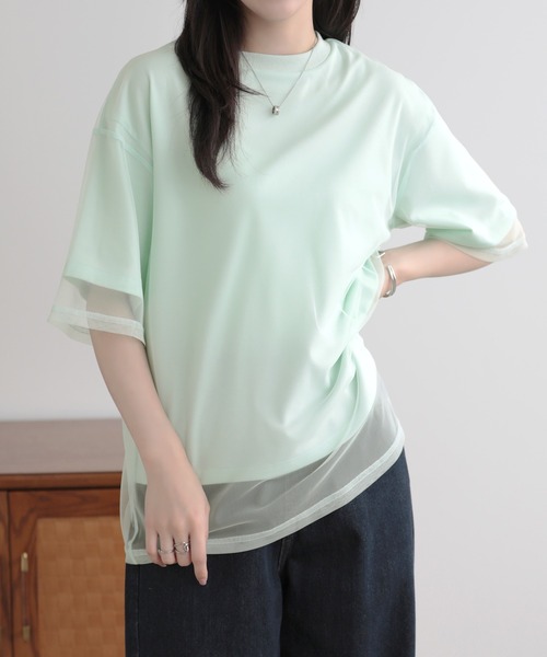 SUNFLOWER EIGHT（サンフラワーエイト）の「シアーTシャツ（Tシャツ/カットソー・レディース・ホワイト/ライトグリーン/ライトイエロー/ブラック・FREE）」の3枚目の写真