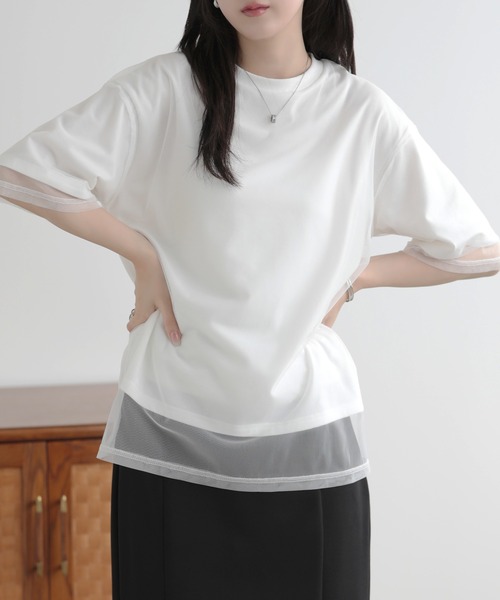 SUNFLOWER EIGHT（サンフラワーエイト）の「シアーTシャツ（Tシャツ/カットソー・レディース・ホワイト/ライトグリーン/ライトイエロー/ブラック・FREE）」の5枚目の写真