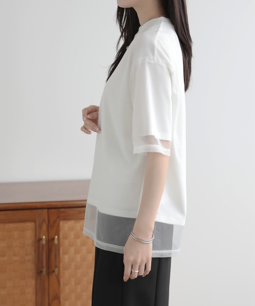 SUNFLOWER EIGHT（サンフラワーエイト）の「シアーTシャツ（Tシャツ/カットソー・レディース・ホワイト/ライトグリーン/ライトイエロー/ブラック・FREE）」の6枚目の写真