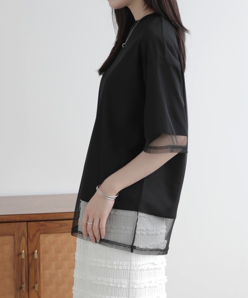 SUNFLOWER EIGHT（サンフラワーエイト）の「シアーTシャツ（Tシャツ/カットソー・レディース・ホワイト/ライトグリーン/ライトイエロー/ブラック・FREE）」の10枚目の写真