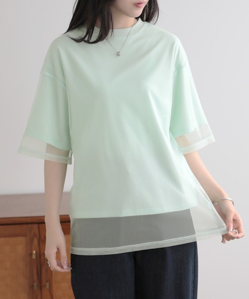 SUNFLOWER EIGHT（サンフラワーエイト）の「シアーTシャツ（Tシャツ/カットソー・レディース・ホワイト/ライトグリーン/ライトイエロー/ブラック・FREE）」の17枚目の写真