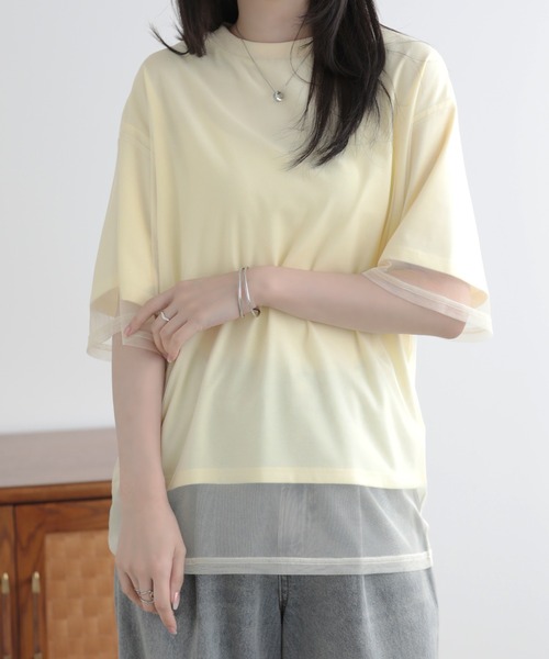 SUNFLOWER EIGHT（サンフラワーエイト）の「シアーTシャツ（Tシャツ/カットソー・レディース・ホワイト/ライトグリーン/ライトイエロー/ブラック・FREE）」の13枚目の写真
