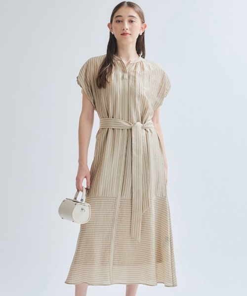 ketty（ケティ）の「シアードビーストライプワンピース≪洗濯機で洗える≫（ワンピース・レディース・ホワイト系その他/ベージュ系その他/ブルー系その他・M）」の2枚目の写真