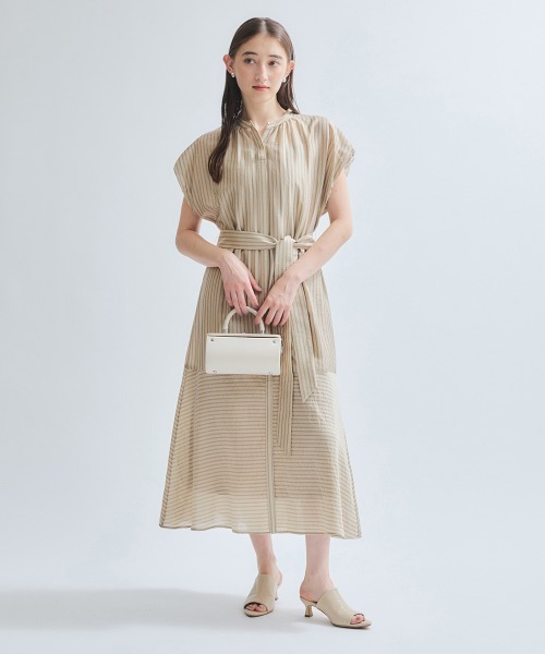 ketty（ケティ）の「シアードビーストライプワンピース≪洗濯機で洗える≫（ワンピース・レディース・ホワイト系その他/ベージュ系その他/ブルー系その他・M）」の4枚目の写真