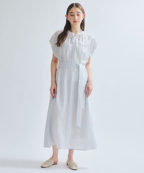 ketty（ケティ）の「シアードビーストライプワンピース≪洗濯機で洗える≫（ワンピース・レディース・ホワイト系その他/ベージュ系その他/ブルー系その他・M）」の18枚目の写真