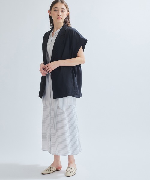 ketty（ケティ）の「シアードビーストライプワンピース≪洗濯機で洗える≫（ワンピース・レディース・ホワイト系その他/ベージュ系その他/ブルー系その他・M）」の7枚目の写真