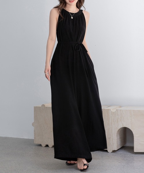 DAY CLOSET(デイ クローゼット)の「レディース 上品でレディな装いに。2WAYウエストマークオールインワンサロペット(サロペット/オーバーオール・レディース・ブラック/ベージュ/オフホワイト/チャコールグレー・M/L)」の1枚目の写真