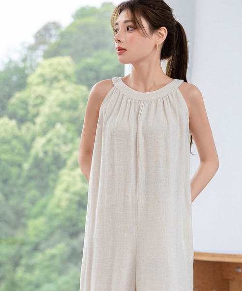 DAY CLOSET(デイ クローゼット)の「レディース 上品でレディな装いに。2WAYウエストマークオールインワンサロペット(サロペット/オーバーオール・レディース・ブラック/ベージュ/オフホワイト/チャコールグレー・M/L)」の9枚目の写真