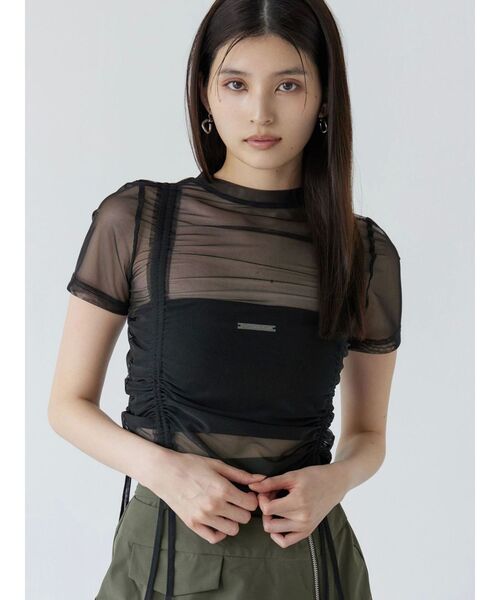 MURUA（ムルーア）の「グラデーションシアートップス（Tシャツ/カットソー・レディース・その他/ブラック・FREE）」の2枚目の写真