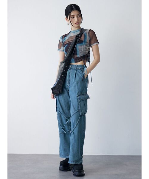 MURUA（ムルーア）の「グラデーションシアートップス（Tシャツ/カットソー・レディース・その他/ブラック・FREE）」の3枚目の写真