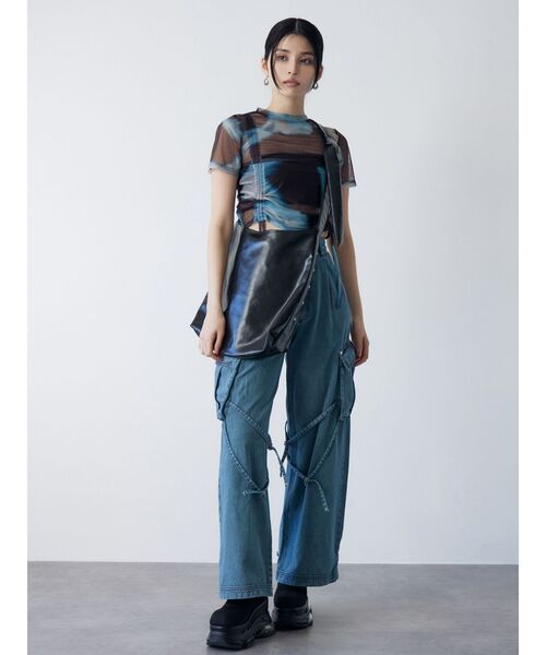 MURUA（ムルーア）の「グラデーションシアートップス（Tシャツ/カットソー・レディース・その他/ブラック・FREE）」の4枚目の写真