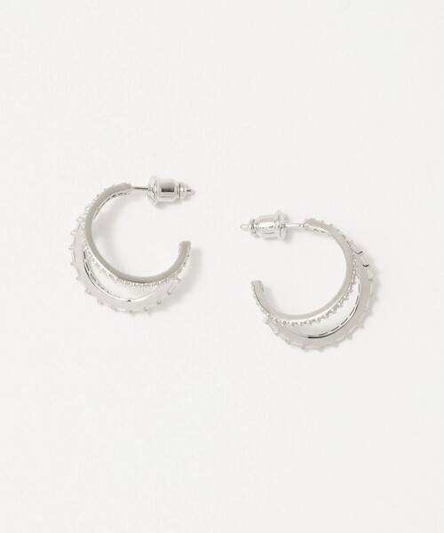 UNITED ARROWS(ユナイテッドアローズ)の「パヴェ ダブルフープ ピアス(ピアス(両耳用)・レディース・シルバー・FREE)」の1枚目の写真