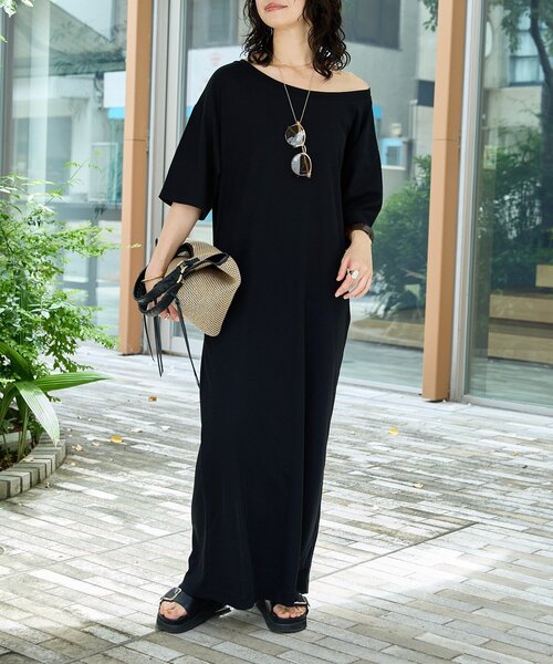 RIVE DROITE（リヴドロワ）の「【新色追加！】【MONN.:.(モン)】オープンネックワンピース（ワンピース・レディース・ブラック/チャコールグレー/ネイビー・36/38）」の20枚目の写真