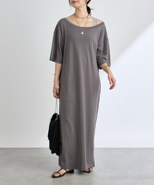 RIVE DROITE（リヴドロワ）の「【新色追加！】【MONN.:.(モン)】オープンネックワンピース（ワンピース・レディース・ブラック/チャコールグレー/ネイビー・36/38）」の18枚目の写真