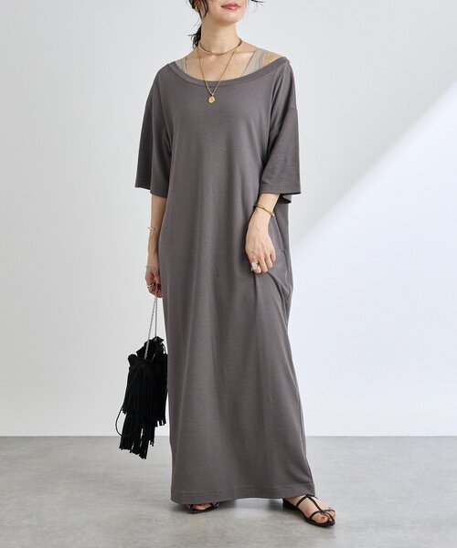 RIVE DROITE（リヴドロワ）の「【新色追加！】【MONN.:.(モン)】オープンネックワンピース（ワンピース・レディース・ブラック/チャコールグレー/ネイビー・36/38）」の8枚目の写真