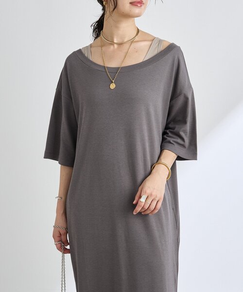 RIVE DROITE（リヴドロワ）の「【新色追加！】【MONN.:.(モン)】オープンネックワンピース（ワンピース・レディース・ブラック/チャコールグレー/ネイビー・36/38）」の11枚目の写真