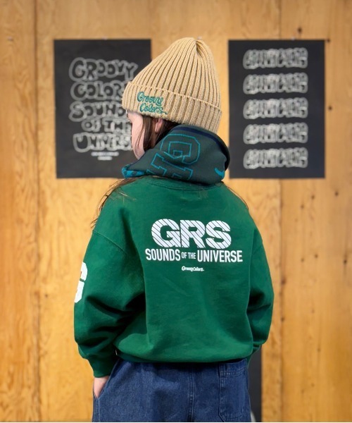 GROOVY COLORS（グルービーカラーズ）の「GRS SKATE DOG Sweat Shirt（スウェット・キッズ・グリーン/ネイビー・125/115）」の5枚目の写真