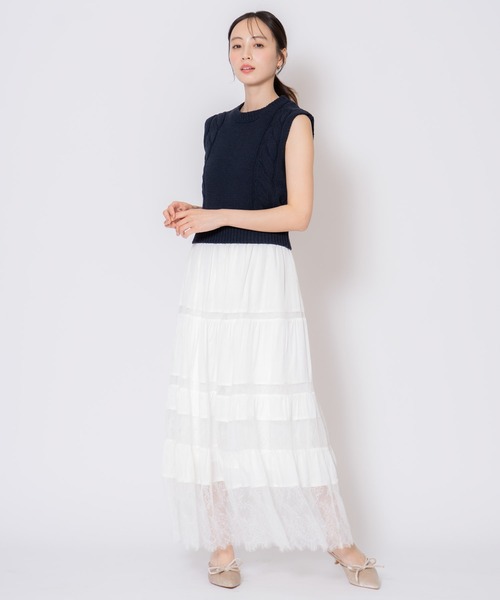 NOELA(ノエラ)の「レース切り替えスカート(スカート・レディース・ブラック/オフホワイト・S/M)」の15枚目の写真