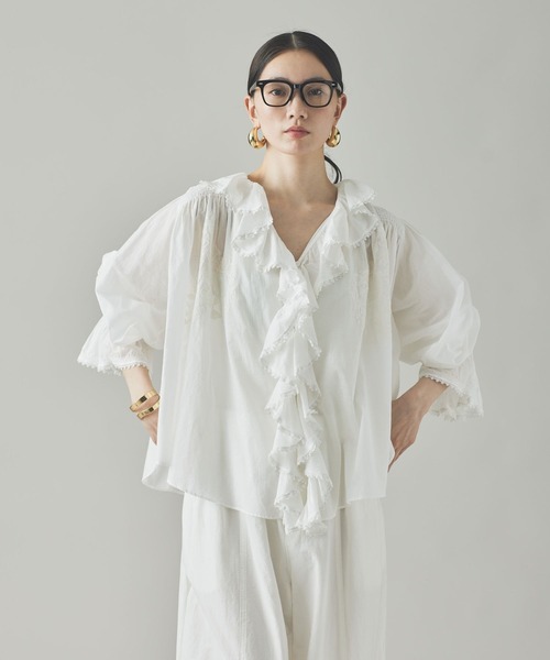 Curensology(カレンソロジー)の「Curensology(カレンソロジー)/ラッフルレースブラウス(シャツ/ブラウス・レディース・ホワイト/ブラック・FREE)」の7枚目の写真