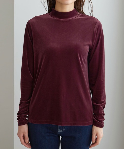 BELLUNA PLUS(ベルーナ)の「シアーベロア袖シャーリングプルオーバー(Tシャツ/カットソー・レディース・ブラック/グレー系その他/ワイン・LARGE/X-LARGE/MEDIUM)」の10枚目の写真