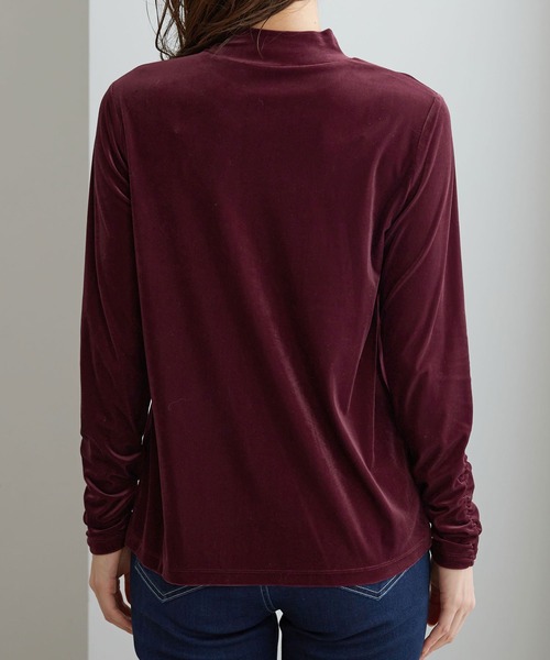 BELLUNA PLUS(ベルーナ)の「シアーベロア袖シャーリングプルオーバー(Tシャツ/カットソー・レディース・ブラック/グレー系その他/ワイン・LARGE/X-LARGE/MEDIUM)」の12枚目の写真