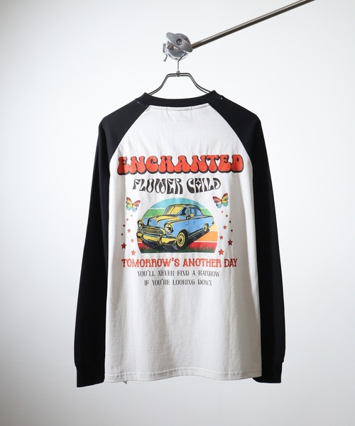 FUNALIVE(ファンアライブ)の「ヴィンテージプリントラグランロンTEE(Tシャツ/カットソー・メンズ・ブラック/ホワイト/ベージュ・S/M/L)」の5枚目の写真