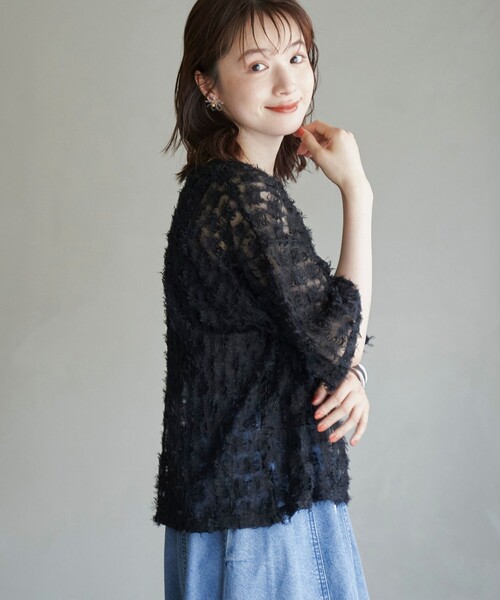 coen(コーエン)の「【セットアイテム】フェザーチュールプルオーバー&タンクトップセット(Tシャツ/カットソー・レディース・オフホワイト/ライトブルー/ブラック・M/L)」の7枚目の写真
