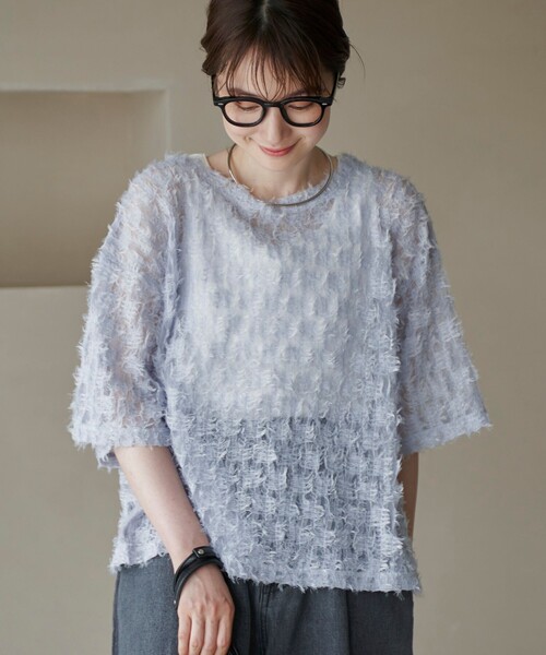 coen(コーエン)の「【セットアイテム】フェザーチュールプルオーバー&タンクトップセット(Tシャツ/カットソー・レディース・オフホワイト/ライトブルー/ブラック・M/L)」の12枚目の写真