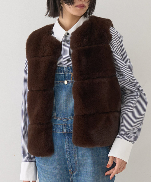 Rouge vif(ルージュヴィフ)の「エコファージレ(ベスト・レディース・ベージュ/ブラウン・フリー)」の1枚目の写真