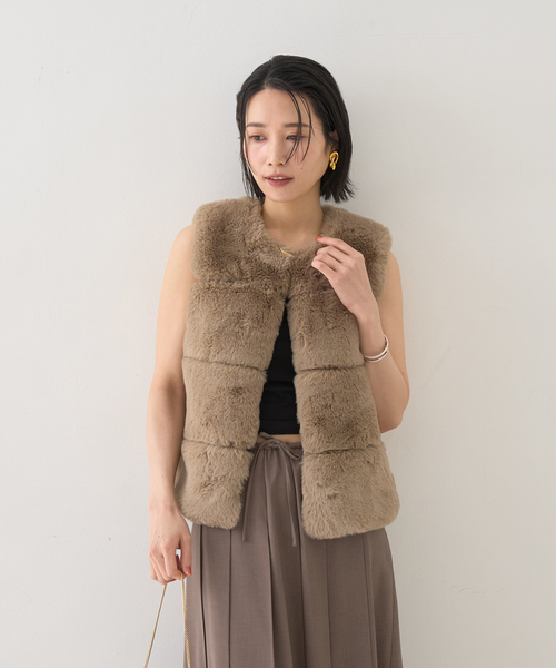 Rouge vif(ルージュヴィフ)の「エコファージレ(ベスト・レディース・ベージュ/ブラウン・フリー)」の4枚目の写真