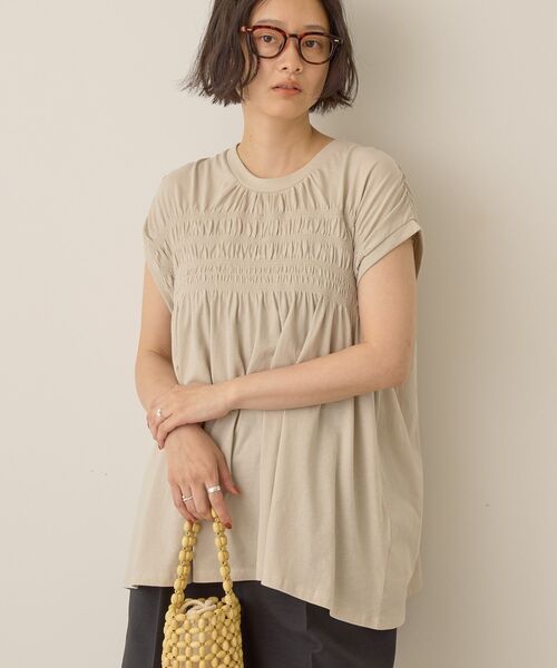 AMERICAN HOLIC(アメリカンホリック)の「シャーリング半袖フレアプルオーバー(Tシャツ/カットソー・レディース・ブラック/ラベンダー/ベージュ/グリーン/オフホワイト・L/M)」の20枚目の写真
