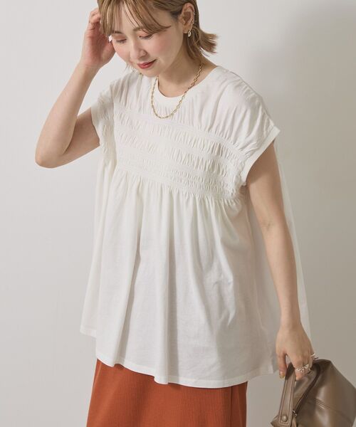 AMERICAN HOLIC(アメリカンホリック)の「シャーリング半袖フレアプルオーバー(Tシャツ/カットソー・レディース・ブラック/ラベンダー/ベージュ/グリーン/オフホワイト・L/M)」の21枚目の写真