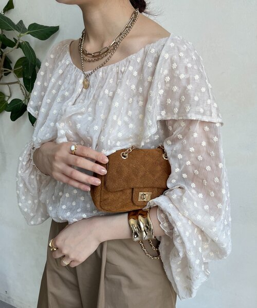 DouDou（ドゥドゥ）の「キルティングスウェードショルダー（ショルダーバッグ・レディース・グレー/キャメル・FREE）」の14枚目の写真